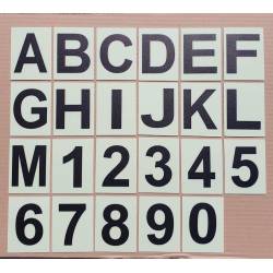 Caractères alphanumériques photoluminescents découpés en PVC 8x6cm
