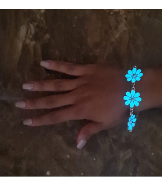 Bracelet phosphorescent avec fleur - bijoux lumineux