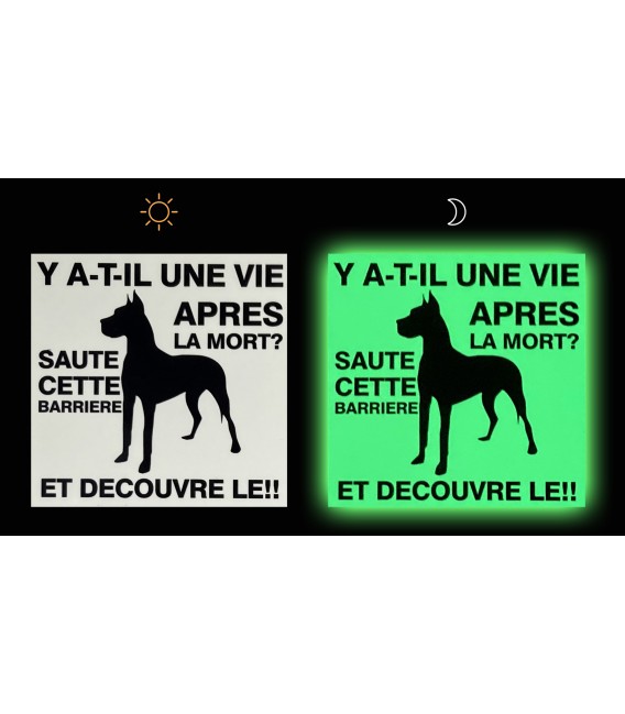 Plaque attention chien phosphorescente