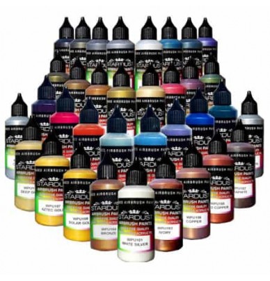 Peintures pour aérographe WPU Stardust Pro – 35 couleurs métallisées