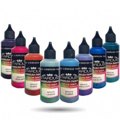 Peintures pour aérographe WPU Stardust Pro – 35 couleurs métallisées