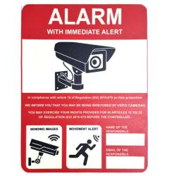 Panneau caméra surveillance phosphorescent 20 x 26,7 cm