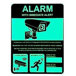 Panneau caméra surveillance phosphorescent 20 x 26,7 cm