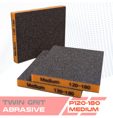 Éponges abrasives en mousse double face TWIN GRIT – 5 niveaux de grains pour le ponçage de précision