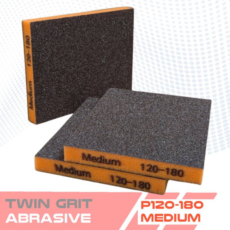 Éponges abrasives en mousse double face TWIN GRIT – 5 niveaux de grains pour le ponçage de précision