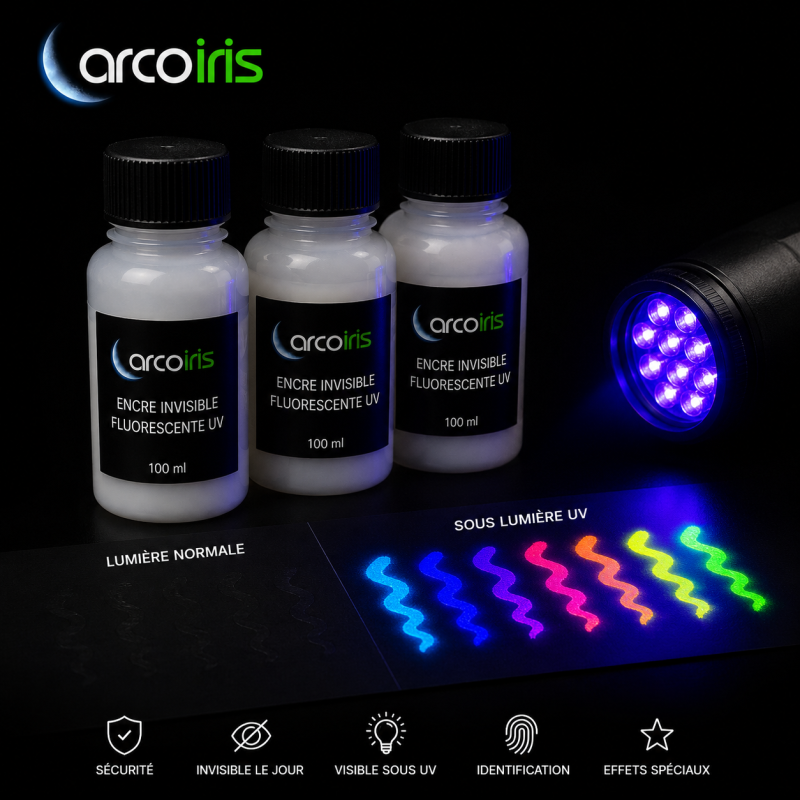 Encre invisible fluorescente réagissant sous UV