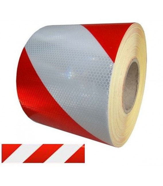 Ruban de Signalisation Rouge et Blanc Bande Reflechissante Autocollante  Avertissement De La Circulation Nuit De Autocollant Reflechissant Voiture  Marquage Sol,5cm x 25m, Oi-FRIS