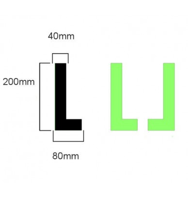 Marqueurs photoluminescents en L pour marches d'escaliers. 