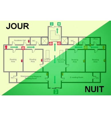 Plan d’évacuation photoluminescent et consignes