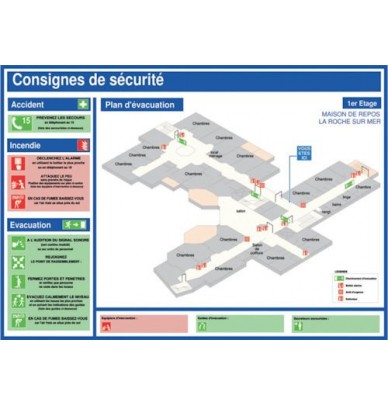 Plan d’évacuation photoluminescent et consignes