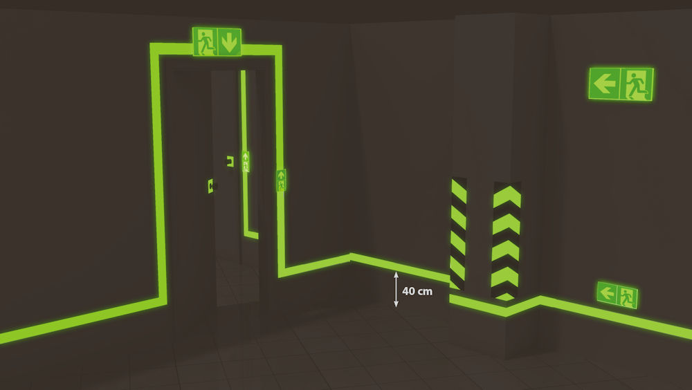 Bandes adhésives phospho guidage portes