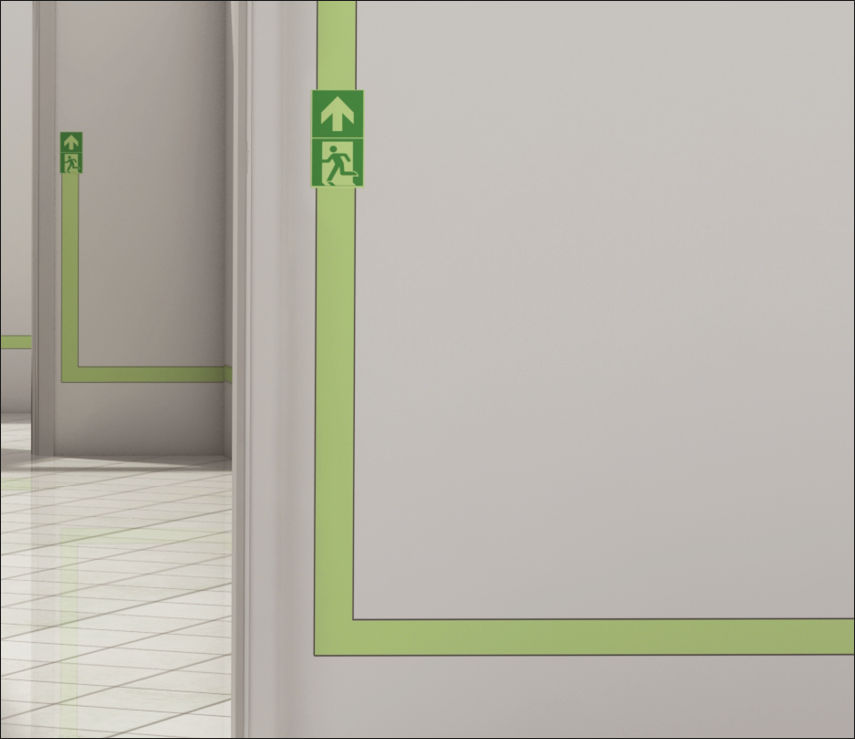 Bandes adhésives phospho au mur