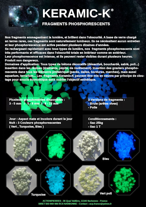 Téléchargez la brochure HD de nos fragments de verre phosphorescents